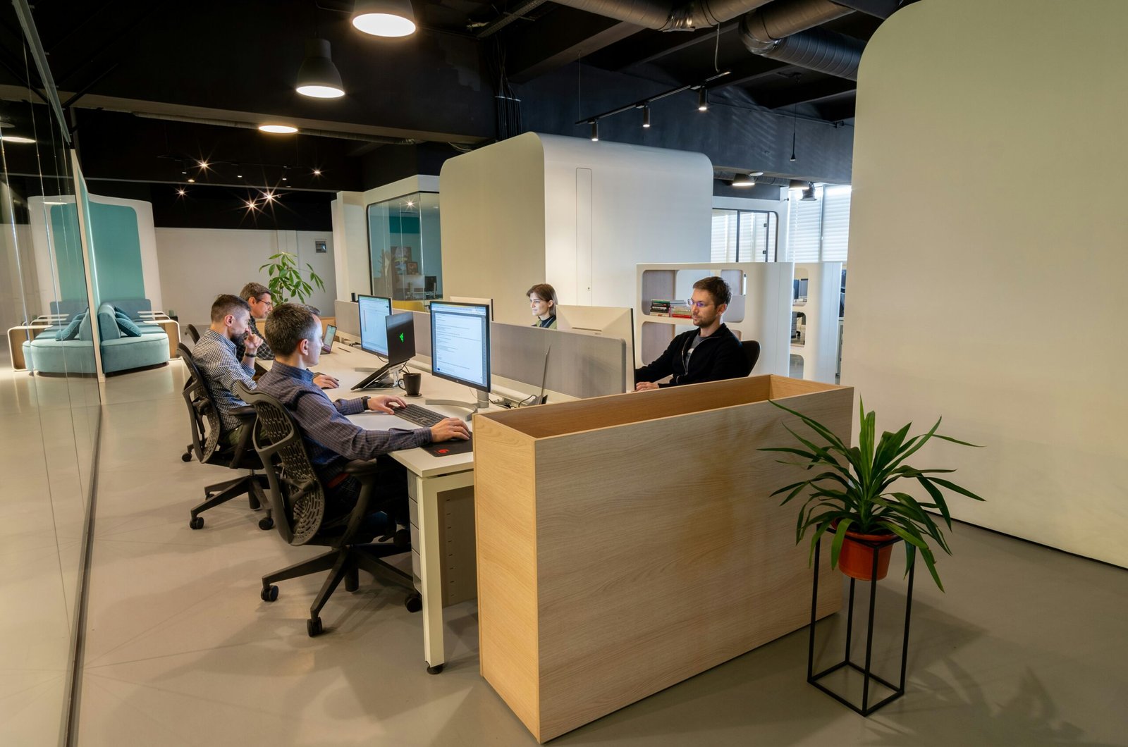 IT team working at their desks in an office space